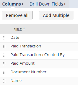 Columns tab open showing multiple configuration options.