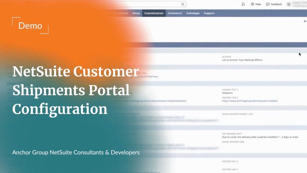 NetSuite Customer Shipments Portal Configuration.