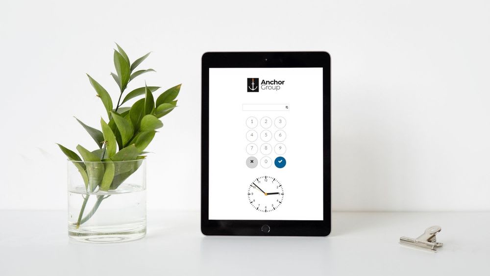AnchorGroup timeclock solution employee login screen.