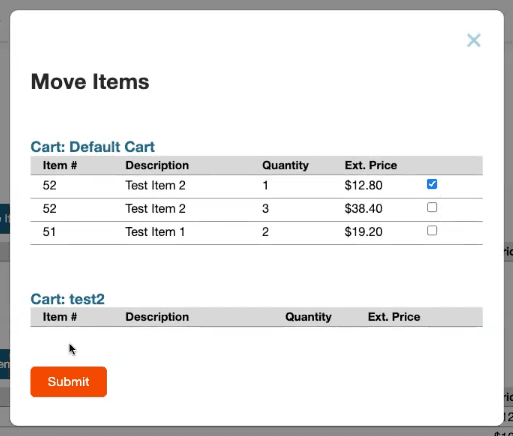 SuiteCommerce multi cart move items.