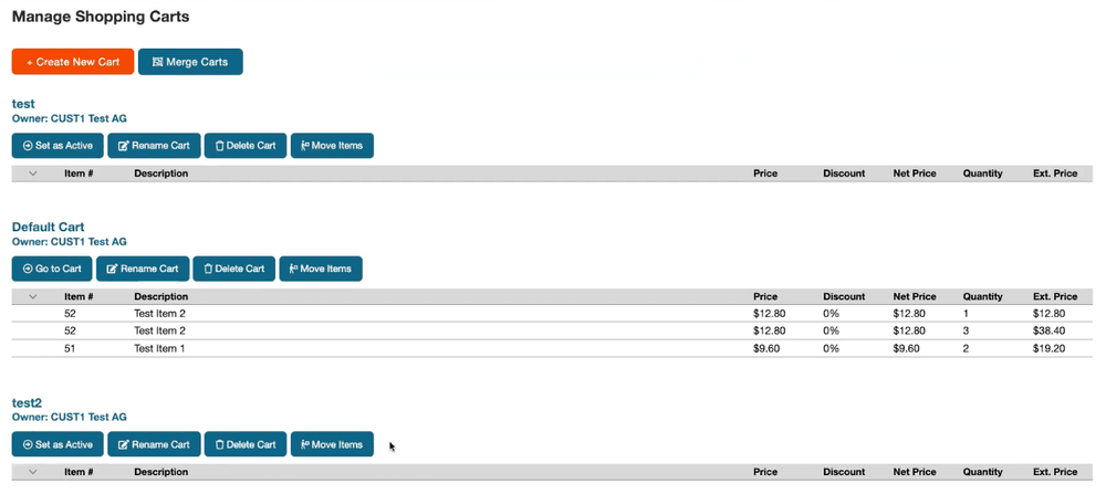SuiteCommerce multi-cart manage carts.