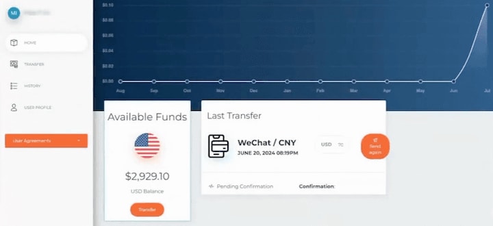 Payee home view screenshot.