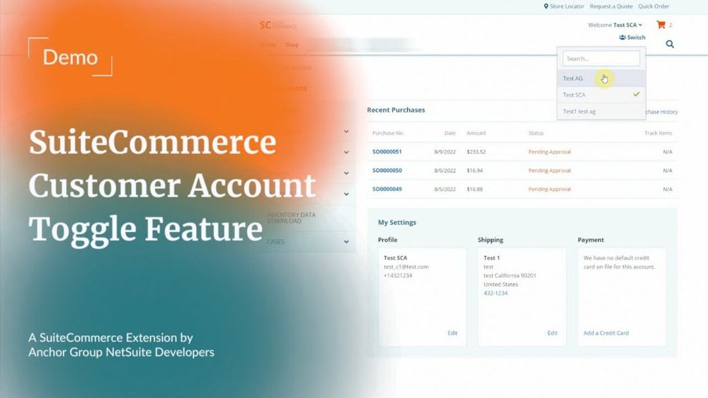 SuiteCommerce Customer Account Toggle Feature thumbnail.