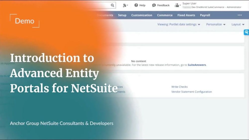 Introduction to Advanced Entity Portals for NetSuite.