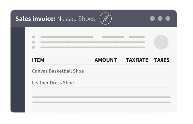 Example sales invoice for Nassau shoes.