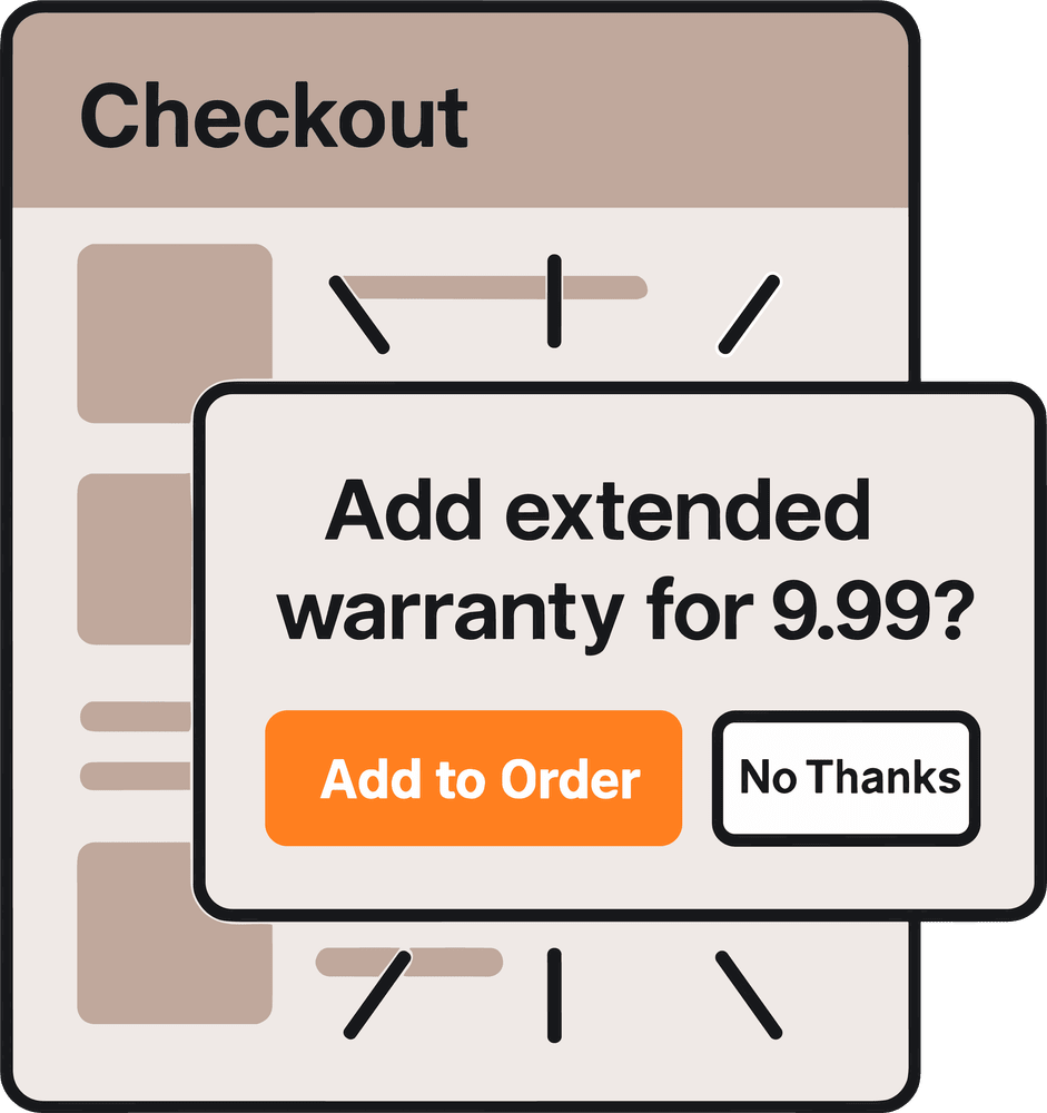 checkout page with popup offer