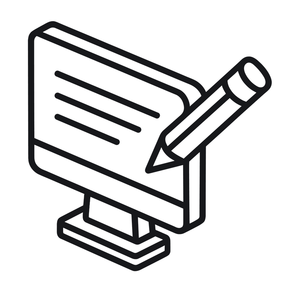 computer with pencil icon