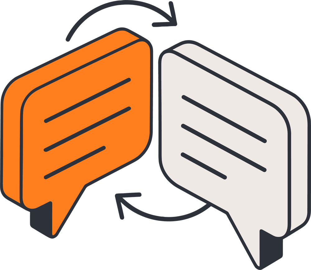 Feedback Solution for NetSuite white black and orange speech bubbles graphic