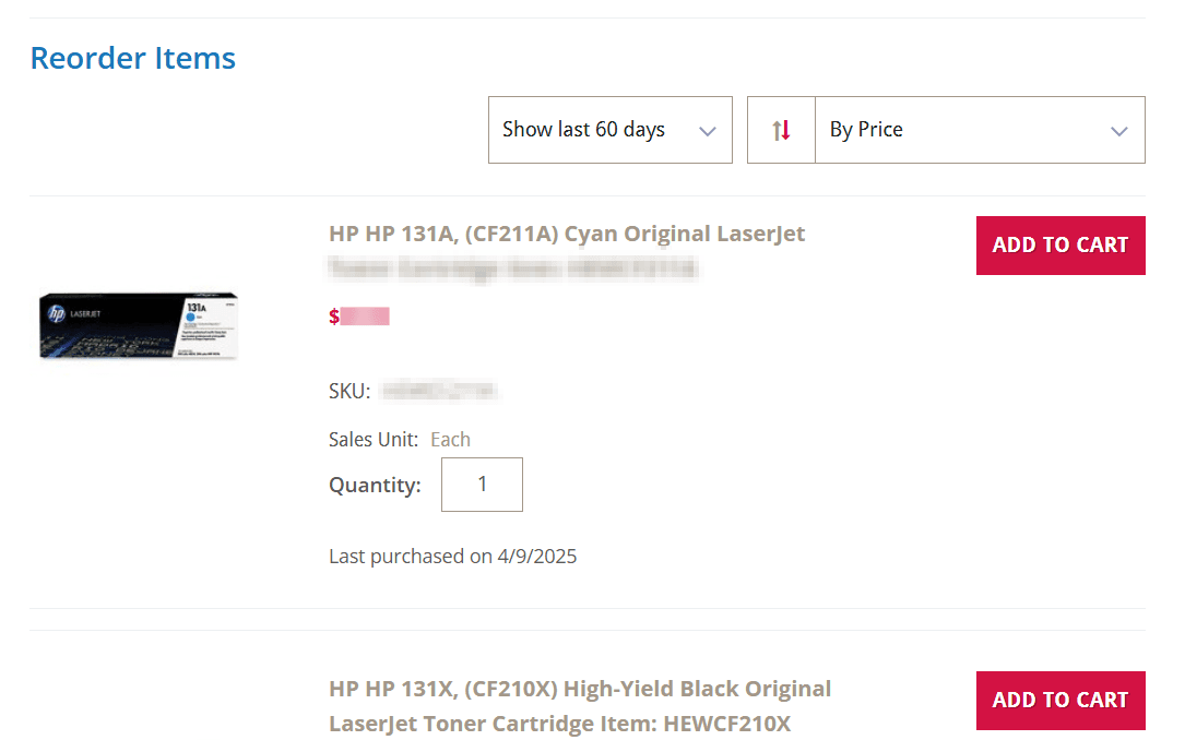 reorder items suitecommerce
