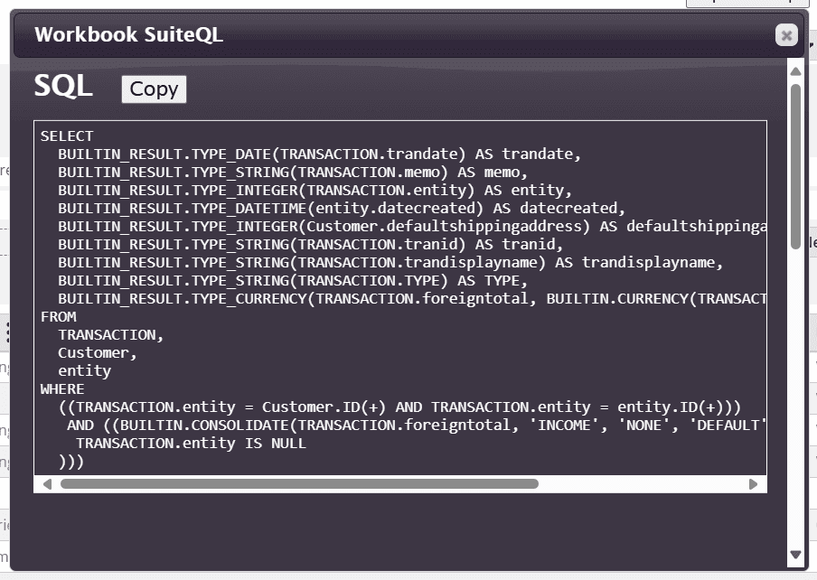 workbook suiteql