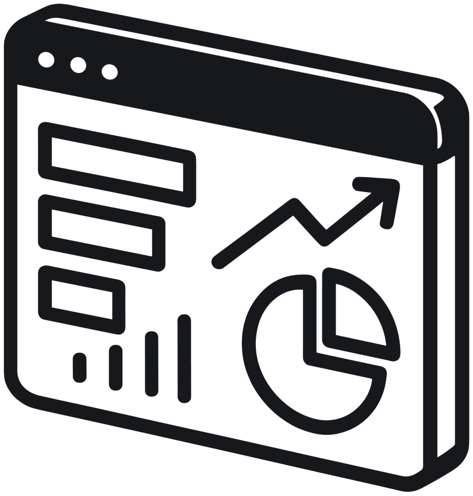 browser window with stats and graphs icon