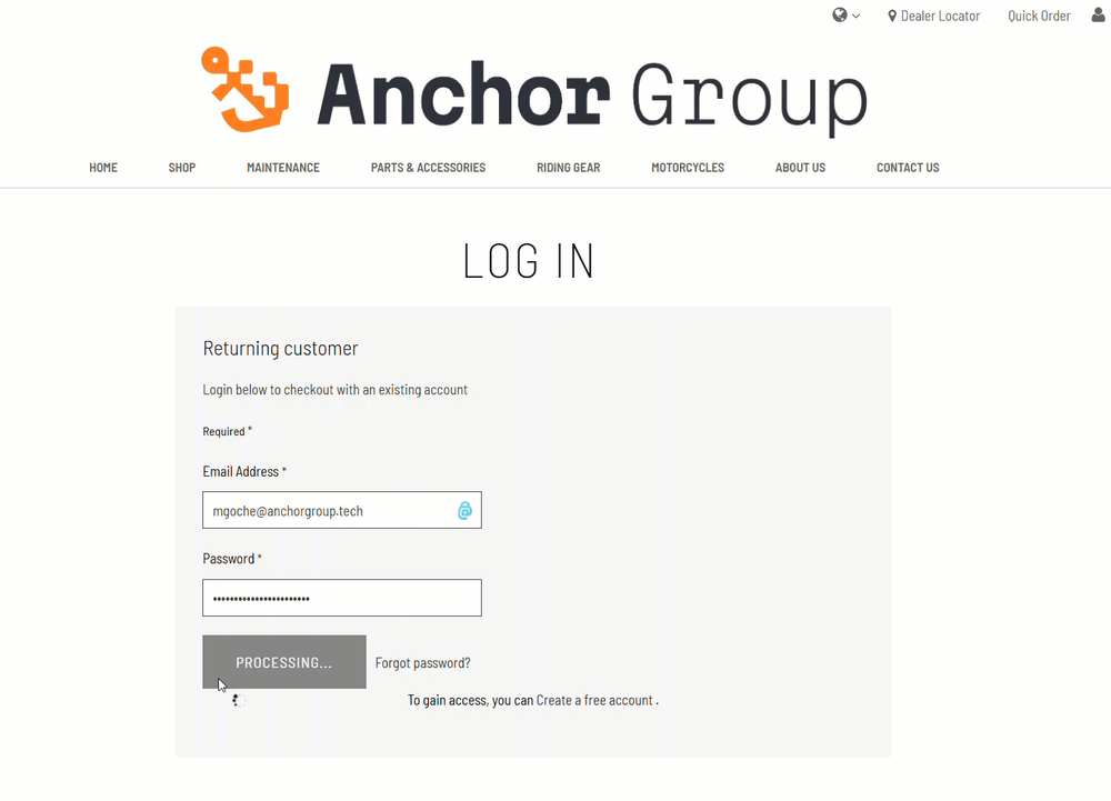 SuiteCommerce Multi-Account Login gif