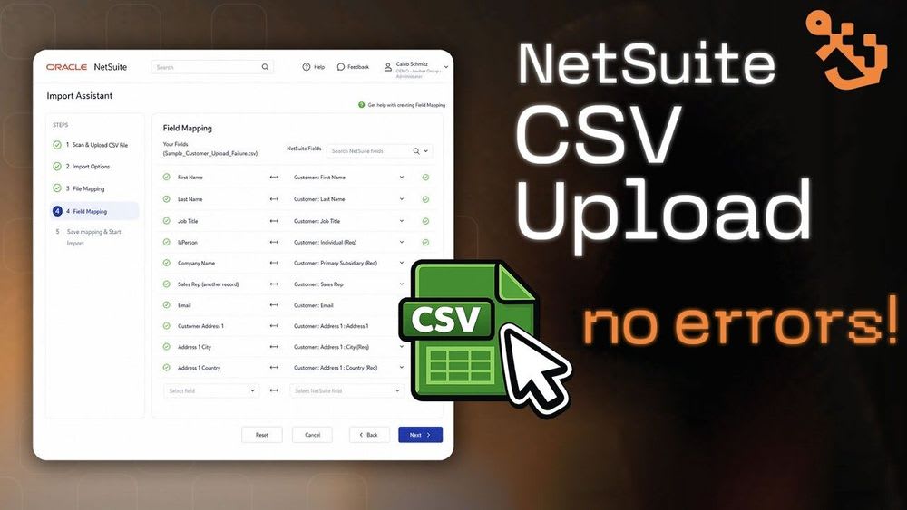 netsuite csv no errors