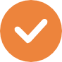 orange circle icon with transparent checkmark in the middle