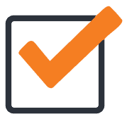 black square outline with orange checkmark