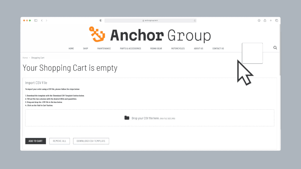CSV suitecommerce Cart Import