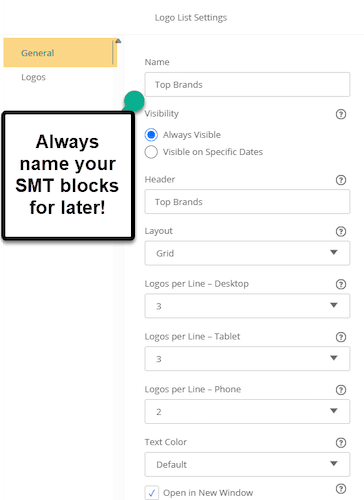 NetSuite SMT General Logo List Settings