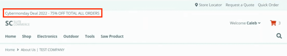 Promo Message Displayed in SuiteCommerce