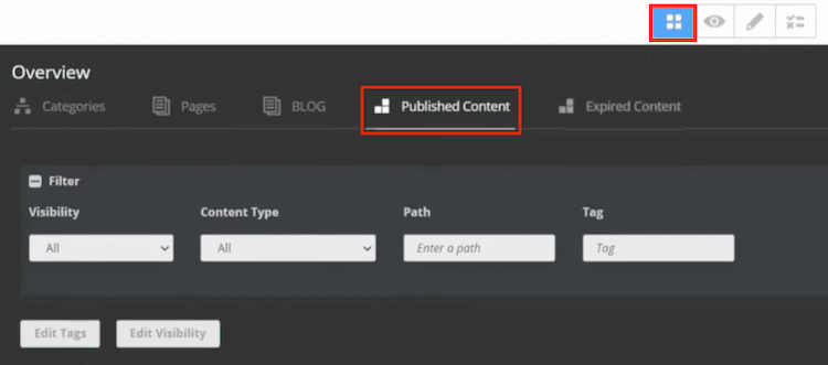 Site Management Tools Published Content
