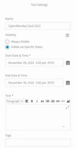 Site Management Tools Text Settings