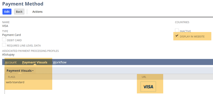 NetSuite Payment Method Visuals