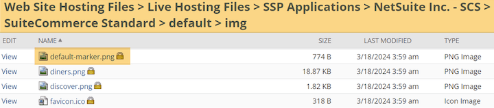 NetSuite File Cabinet Default Marker File