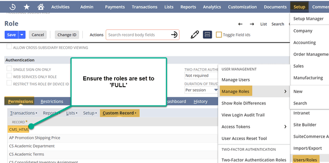 Ensure Roles Are Set to Full