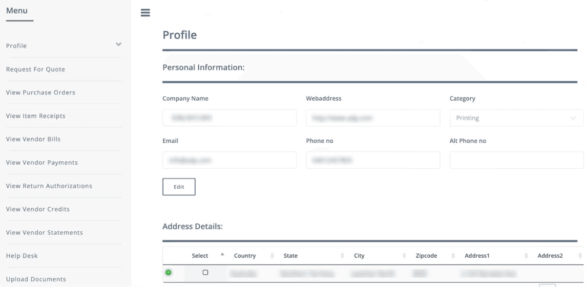 Account page dashboard displaying user information and account settings options.