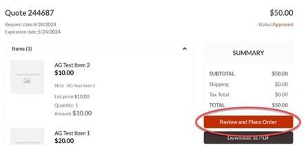 The return and exchange page is marked in red, alongside the review and place order button for easy visibility.
