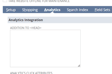 Settings page for analytics integration, displaying options for data tracking and configuration adjustments.