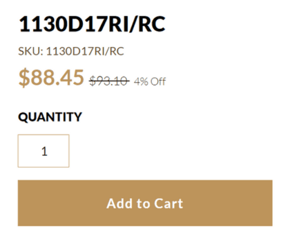 Screenshot of a website displaying the price of a product prominently on the page.