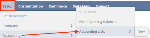 Settings page displayed within the accounting section of the application interface.