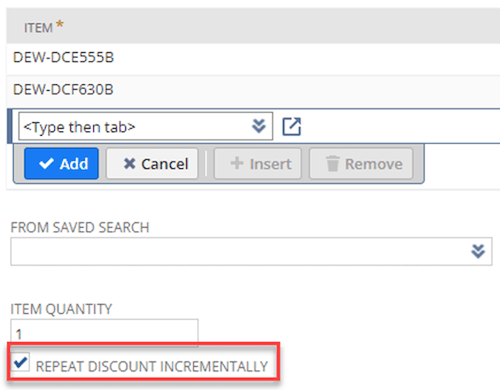NetSuite Repeat Item Discount Incrementally Setting