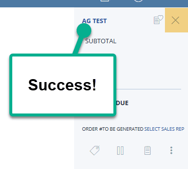 The success button is prominently highlighted in the screenshot, indicating a successful action or completion.