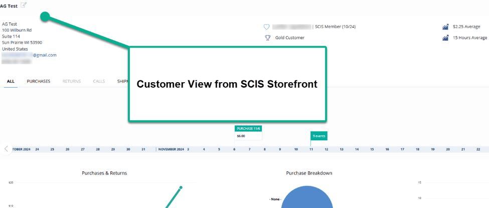 Customer view of AG Text page with a button highlighting the SCIS Storefront.