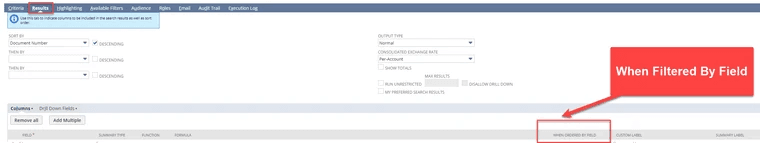 Saved Search When Filtered By Field