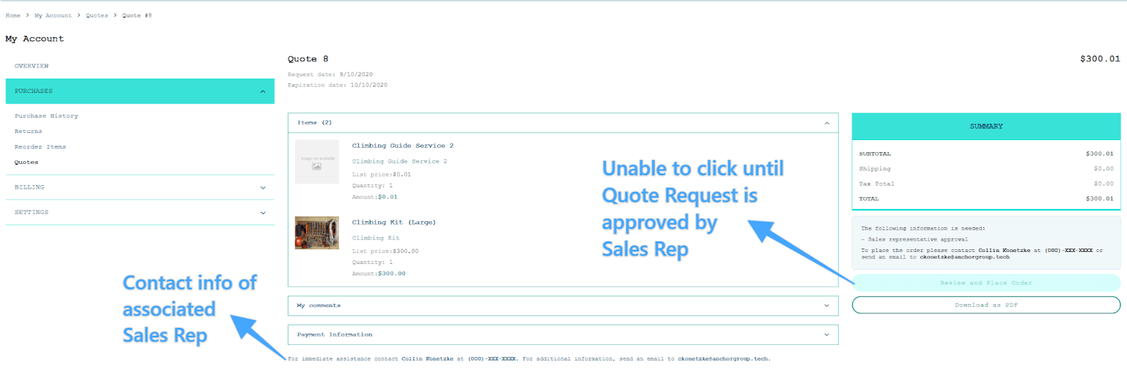 SuiteCommerce Quoting Request Confirmation