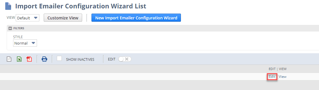 Import Emailer Configuration List