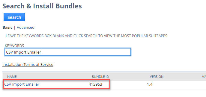Search and Install Bundles NetSuite