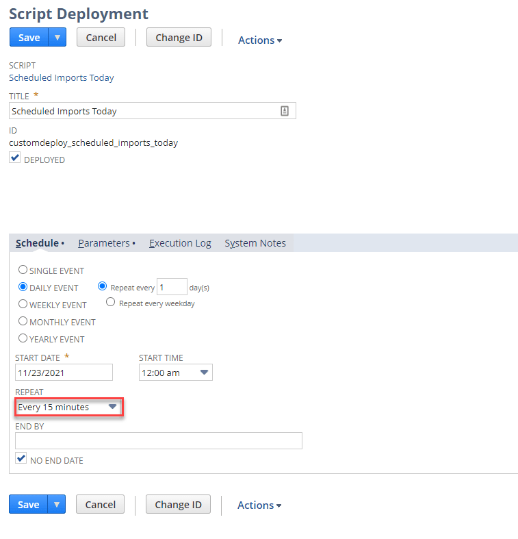 Script Schedule NetSuite