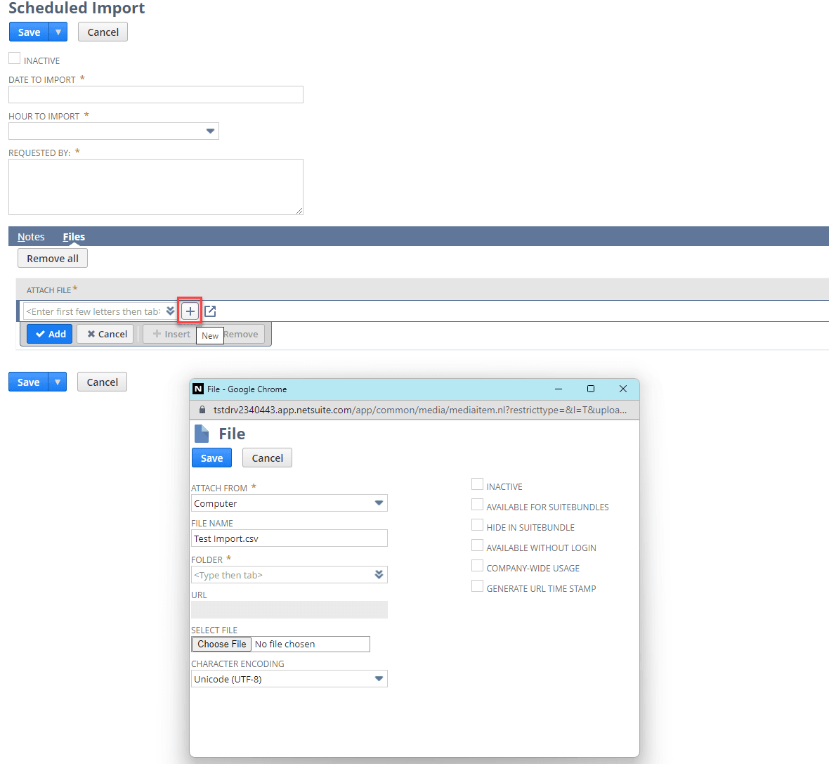 Upload CSV NetSuite Scheduled Import