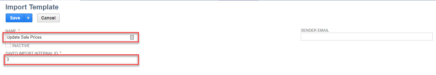 Import Template Fields NetSuite