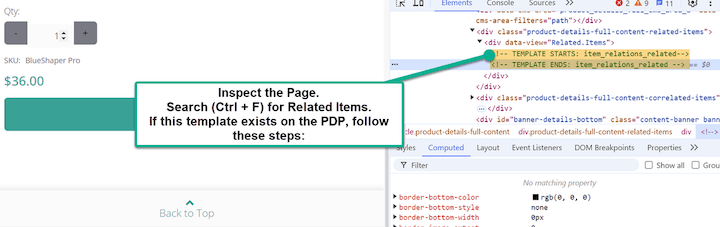 SuiteCommerce Inspect Page Related Items