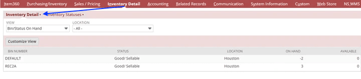 NetSuite Inventory Detail