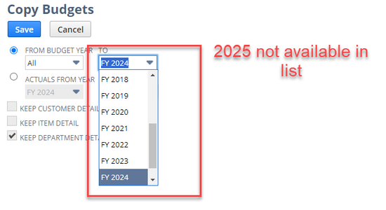 NetSuite Copy Budgets to New Year Not Displaying