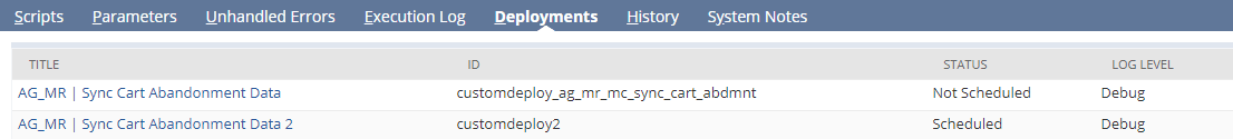 A dropdown menu with two lines of data.