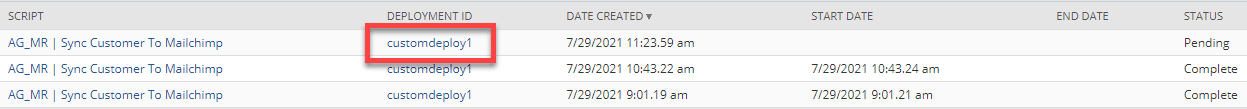 A dropdown menu with three lines of data.