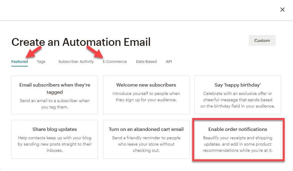 Screenshot showing page that helps one Create an Automation Email.