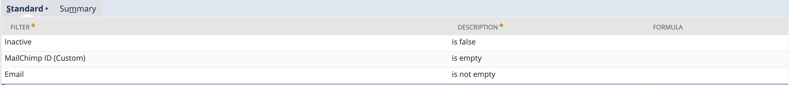 Dropdown menu with three lines of relevant information.