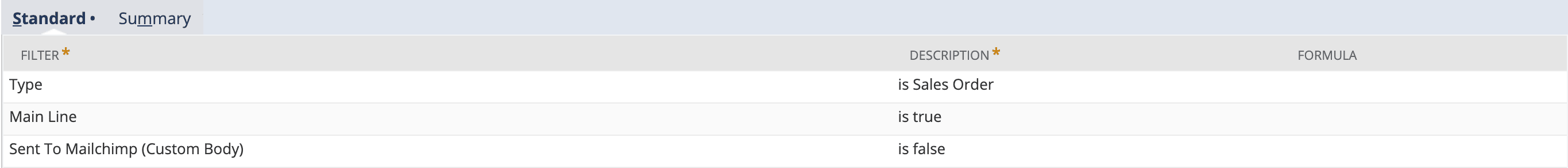 Dropdown menu with three lines of relevant data.